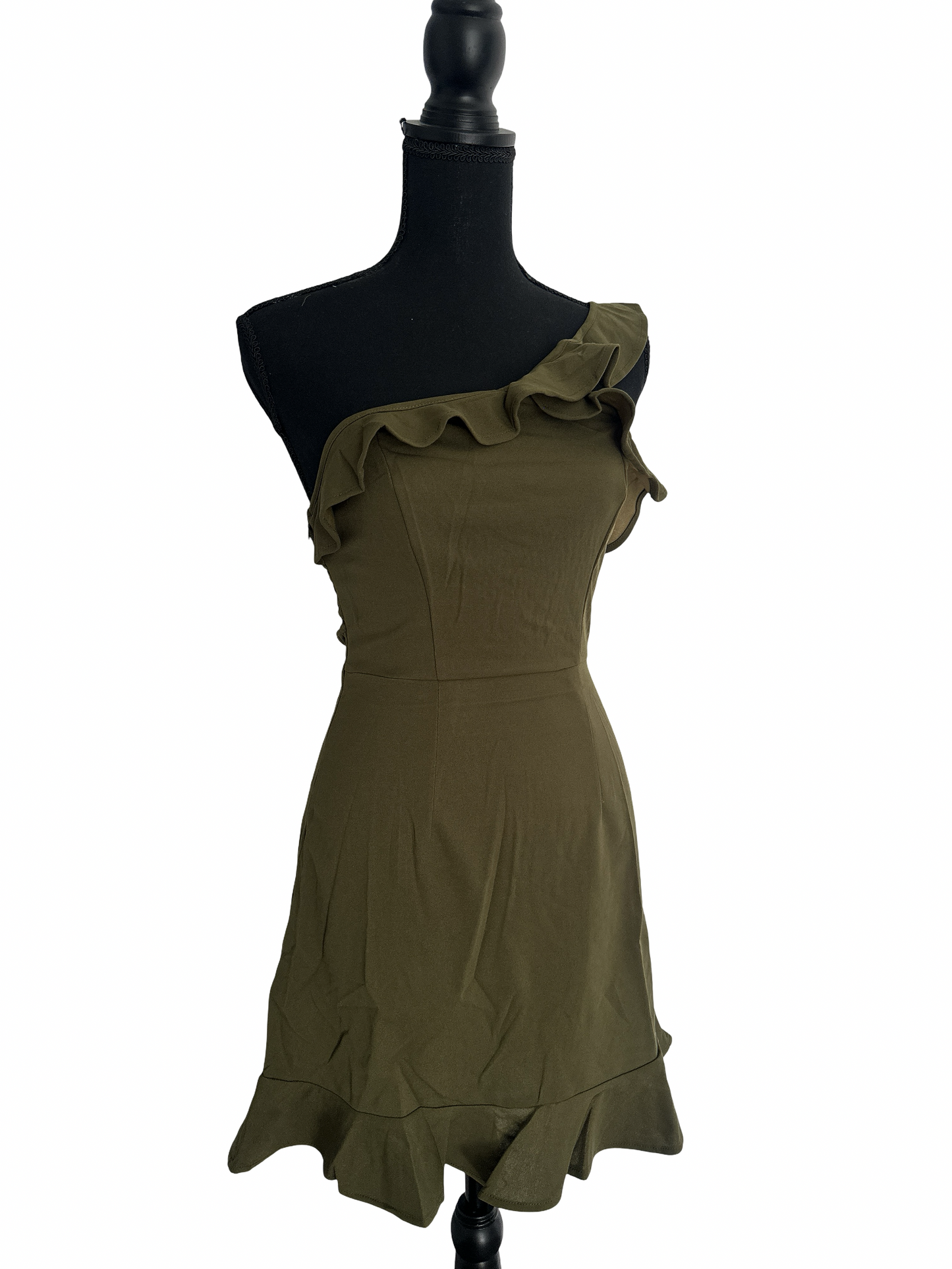Olive Grace One-Shoulder Ruffle Dress