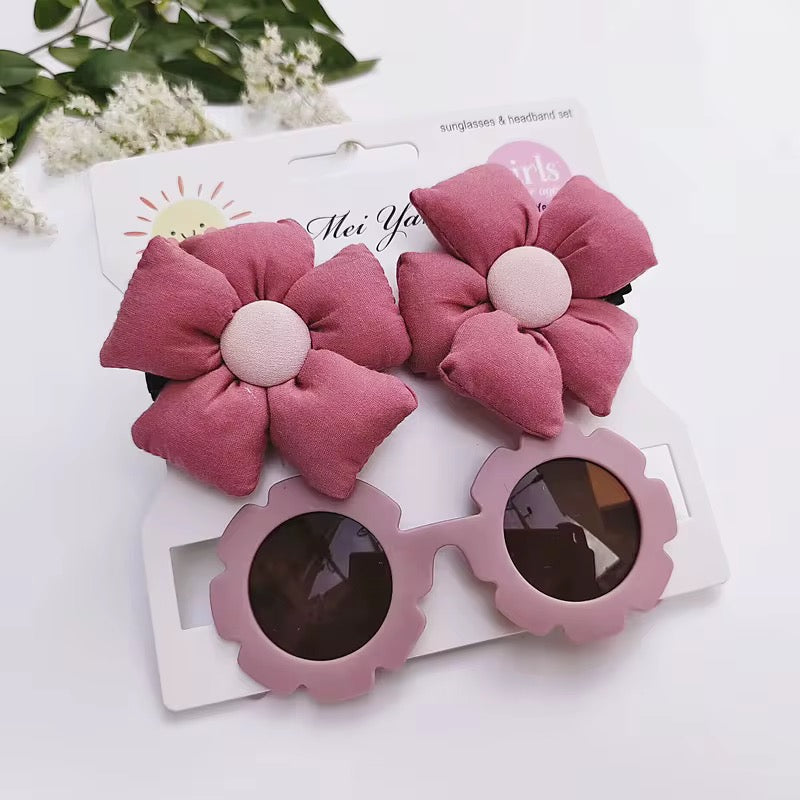 Blossom Bloom Kids Sunglasses & Bow Headband Set