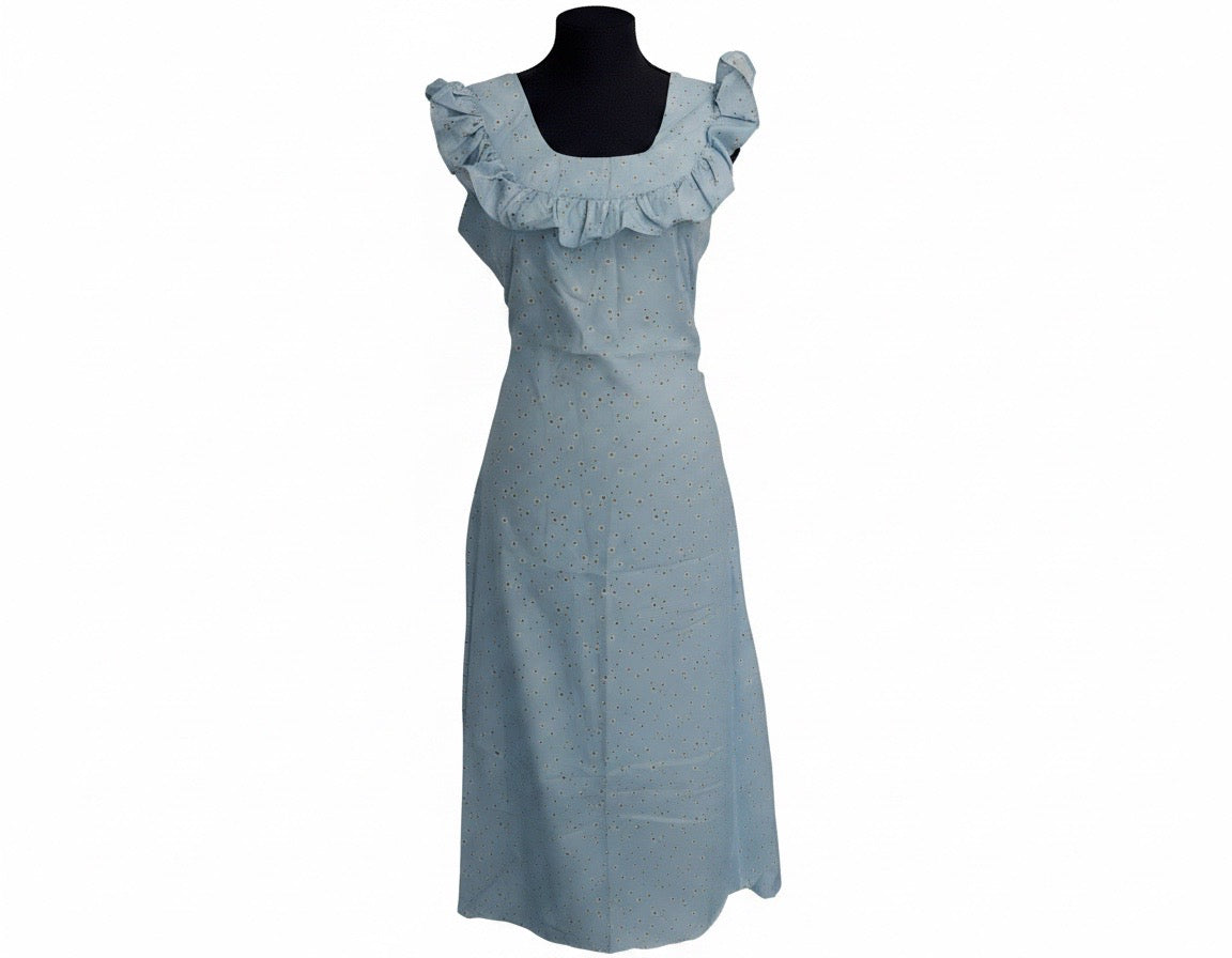 Sky Blossom Eyelet Midi Dress