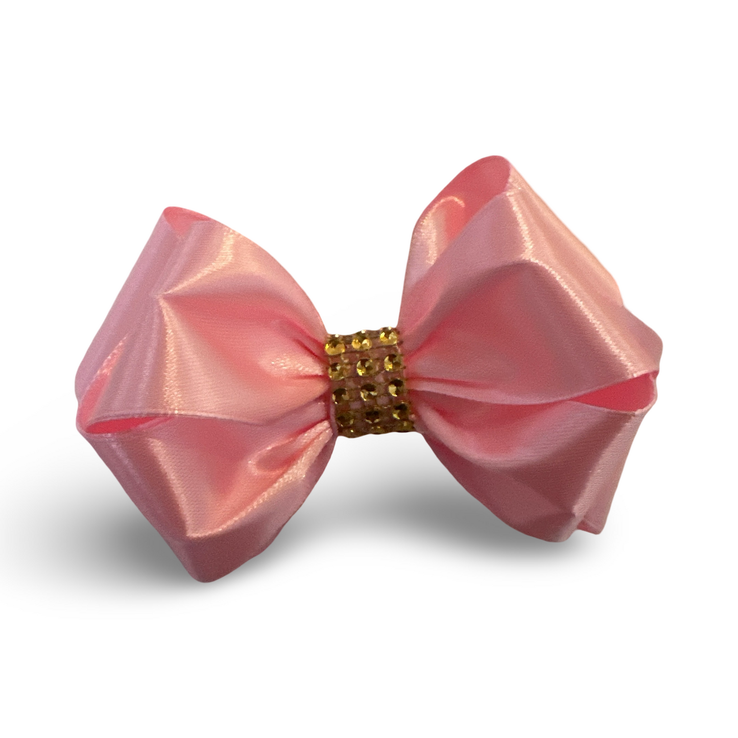 2pcs Soft Pink Satin Bow Adorned with Shimmery Gold Accents for Elegant Hair Accessories