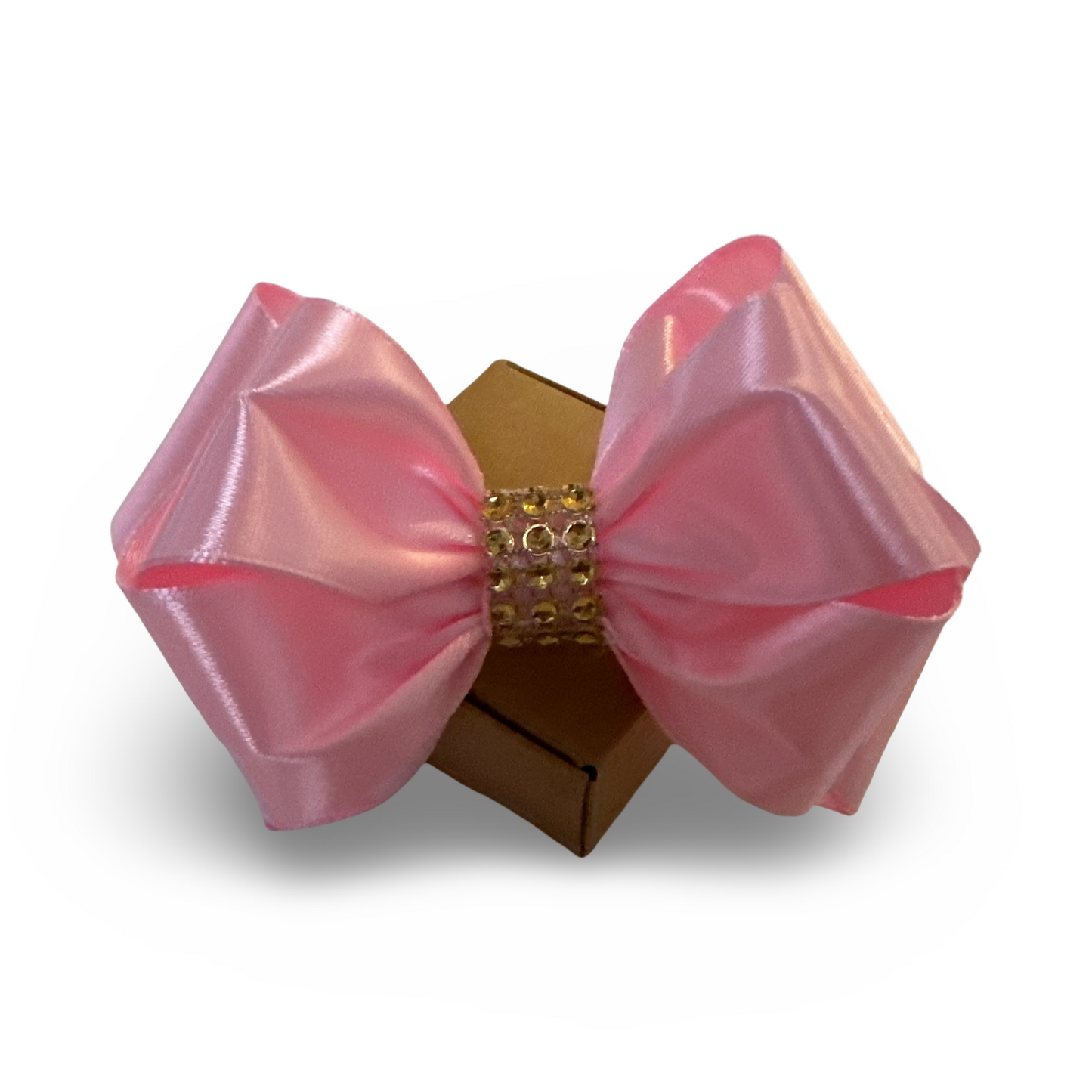 2pcs Soft Pink Satin Bow Adorned with Shimmery Gold Accents for Elegant Hair Accessories