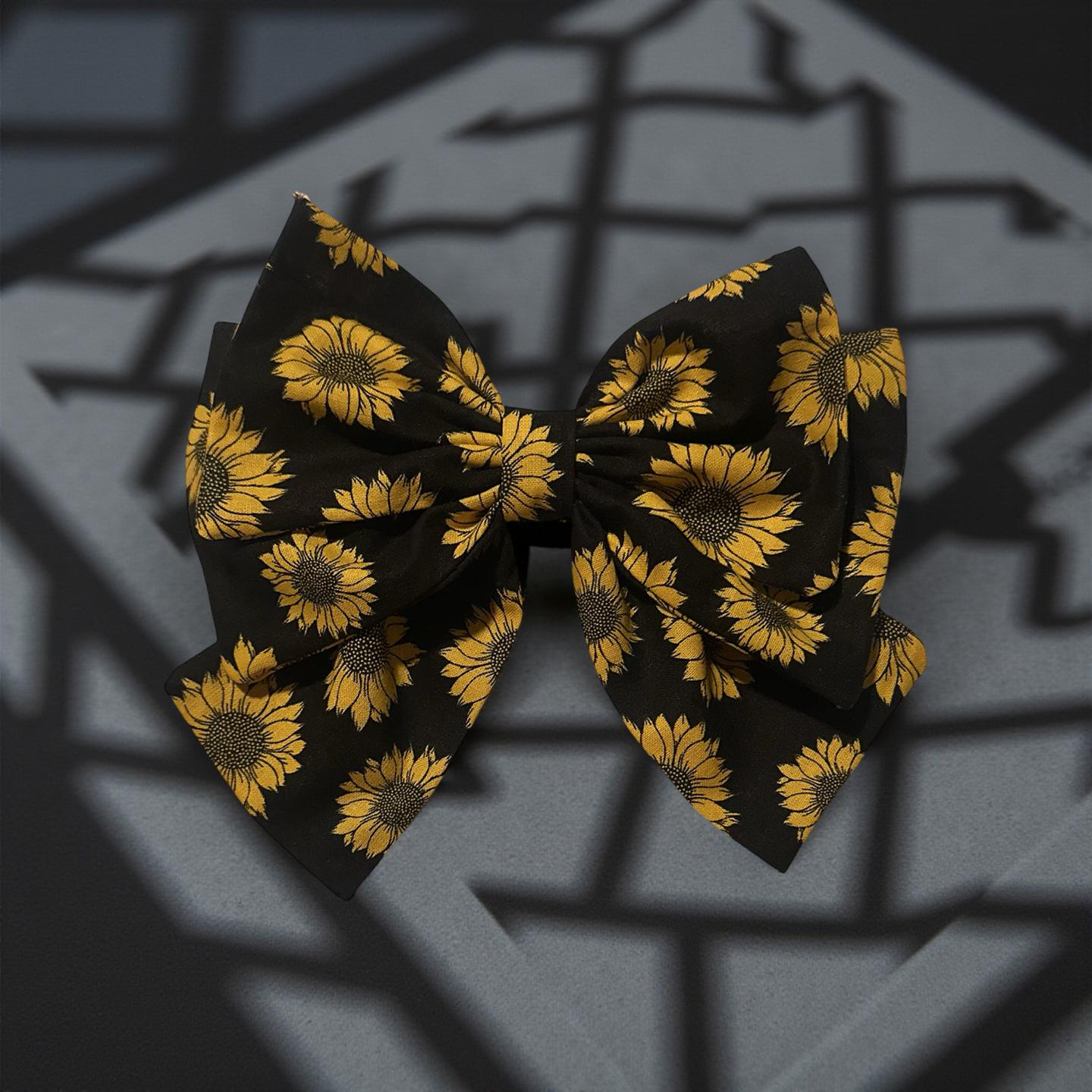 Charming Sunflower Bow - Black with Yellow Sunflower Design for Stylish Outfits