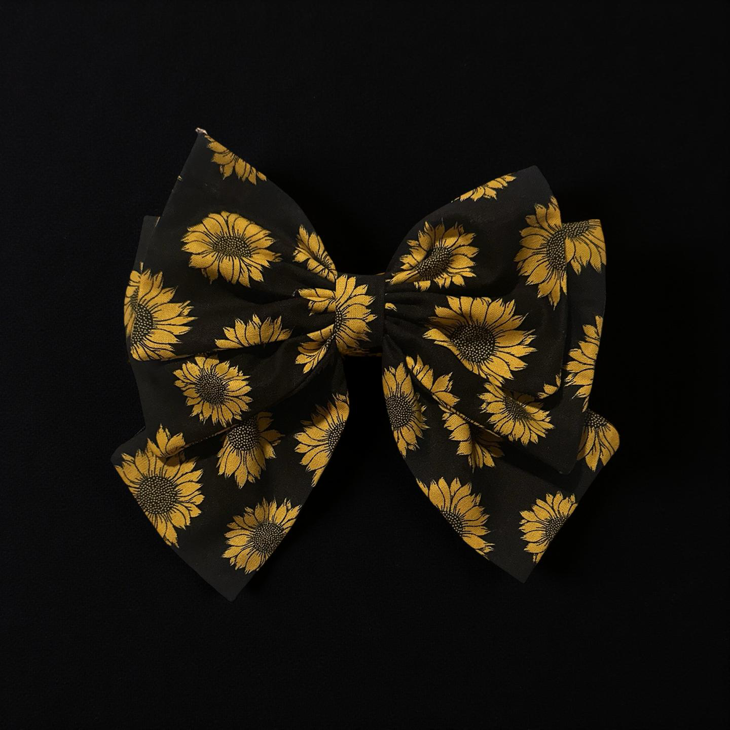 Charming Sunflower Bow - Black with Yellow Sunflower Design for Stylish Outfits