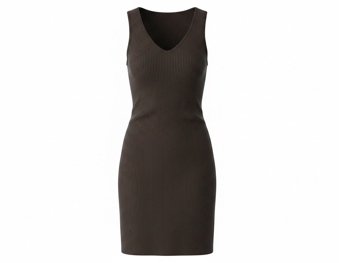 Black Ribbed Bodycon Sweater Dress