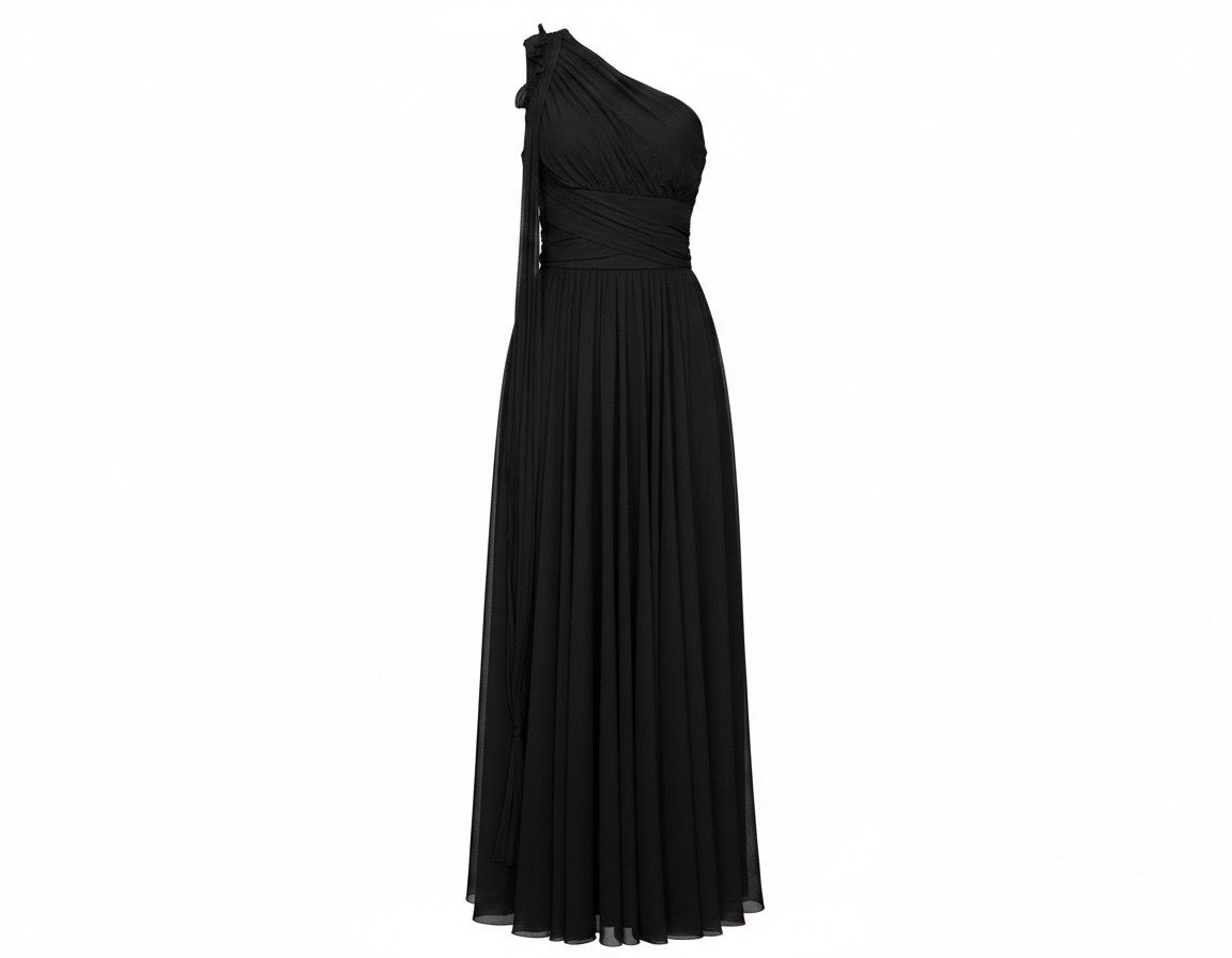 Midnight Grace One-Shoulder Maxi Gown