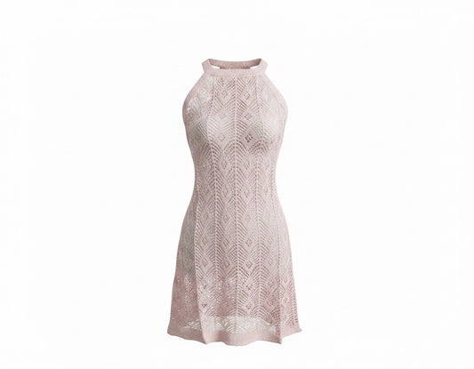 Blush Lace Breeze Halter Cover-Up Dress