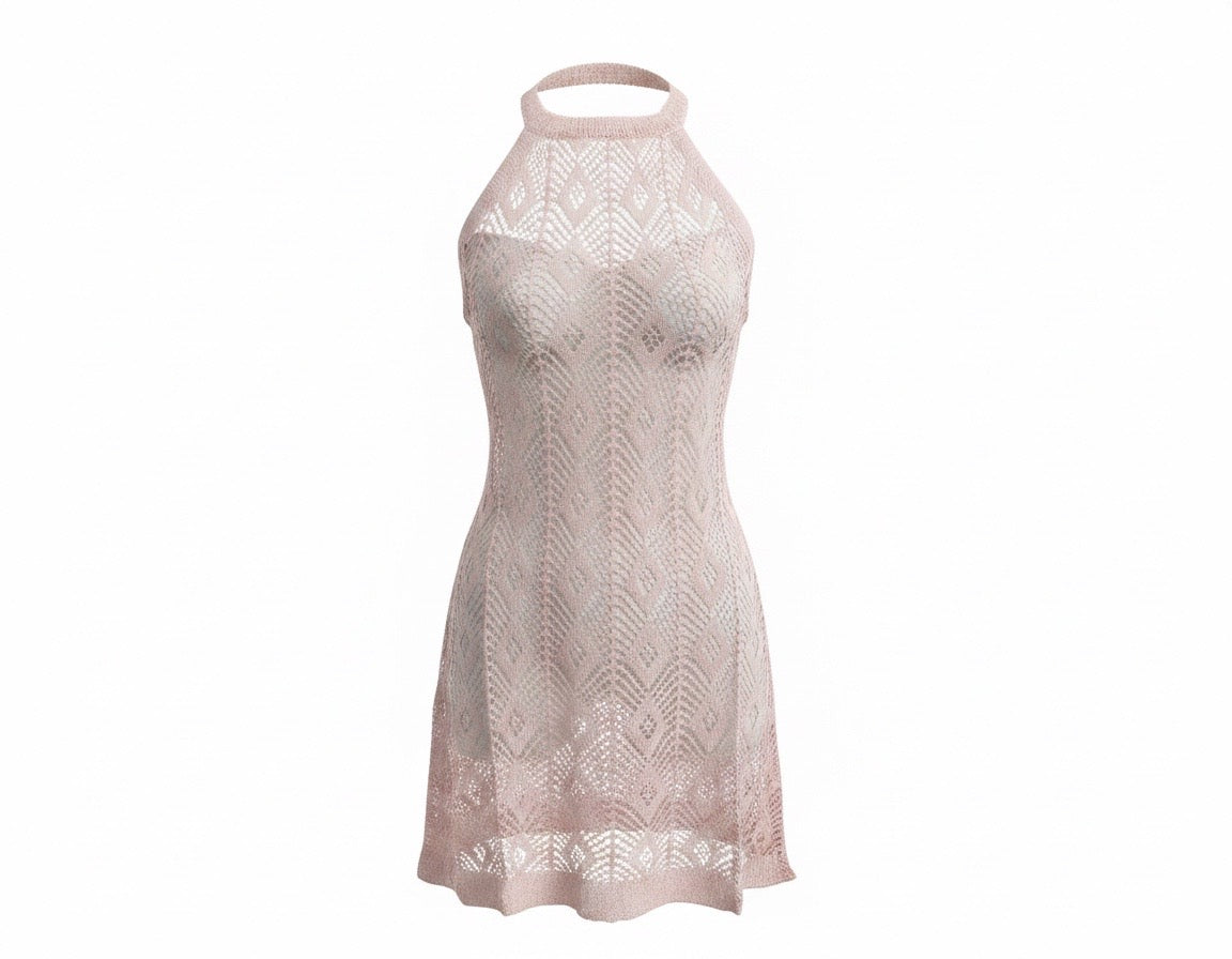 Blush Lace Breeze Halter Cover-Up Dress