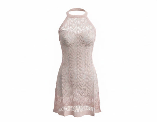 Blush Lace Breeze Halter Cover-Up Dress
